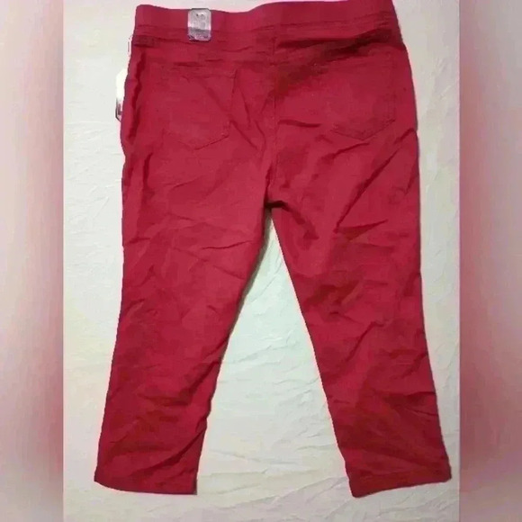 Nobo Mid Rise Women's Red/Maroon Pants Sz XXL Stretchy Drawstring Skinny Crop - Picture 2 of 8